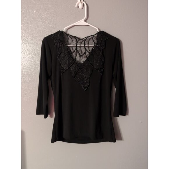 Creative Design Works Black 3/4 Sleeve Blouse Size S - Picture 3 of 5